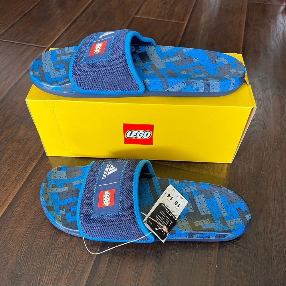 New Adidas Adilette Comfort X Lego Slides Navy Blue Rush Men 13 Women 14 GW0823